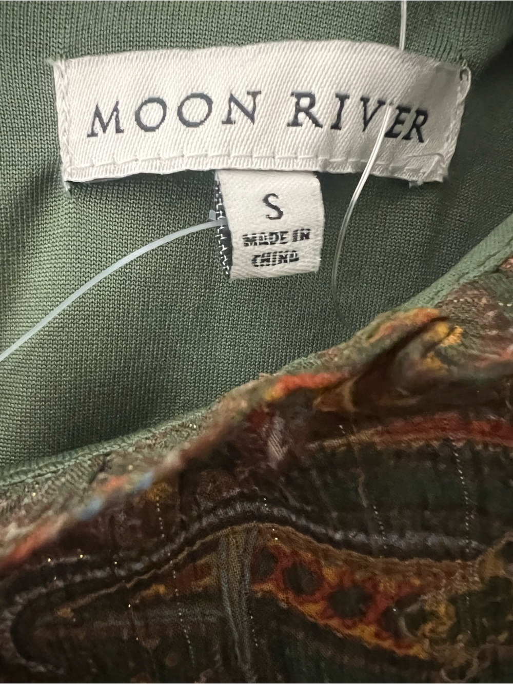 Moon River Paisley Chiffon Midi Dress S Moss Green Boho Prairie Romantic - Picture 6 of 6